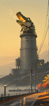 Harbor Yellow Afternoon Sky Autumn Animal Machine mobile wallpaper / スマホ壁紙