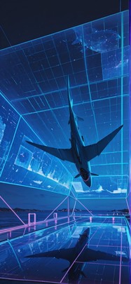 Hologram Blue Night Sea Summer Animal Machine mobile wallpaper / スマホ壁紙