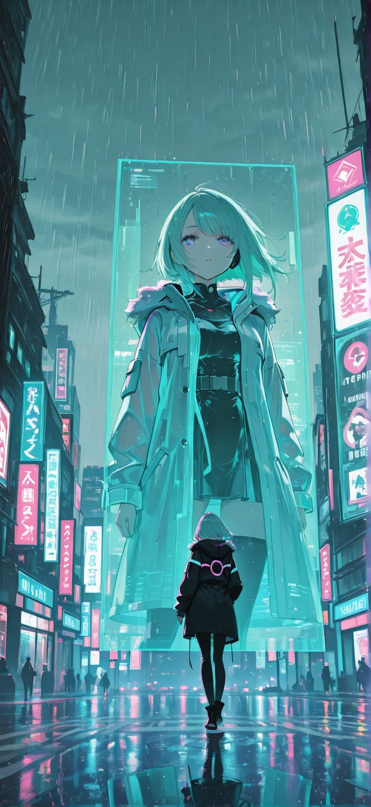 Hologram Green Afternoon Sky Winter mobile wallpaper / スマホ壁紙