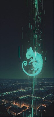 Hologram Green Night City Spring Animal mobile wallpaper / スマホ壁紙