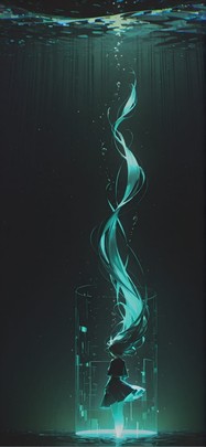 Hologram Green Night Sea Spring mobile wallpaper / スマホ壁紙