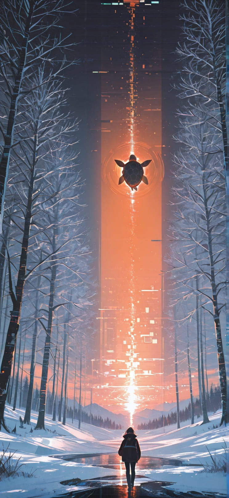 Hologram Orange Afternoon Nature Winter Animal mobile wallpaper / スマホ壁紙