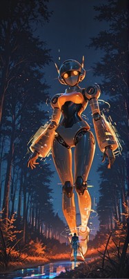 Hologram Orange Night Nature Spring Machine mobile wallpaper / スマホ壁紙