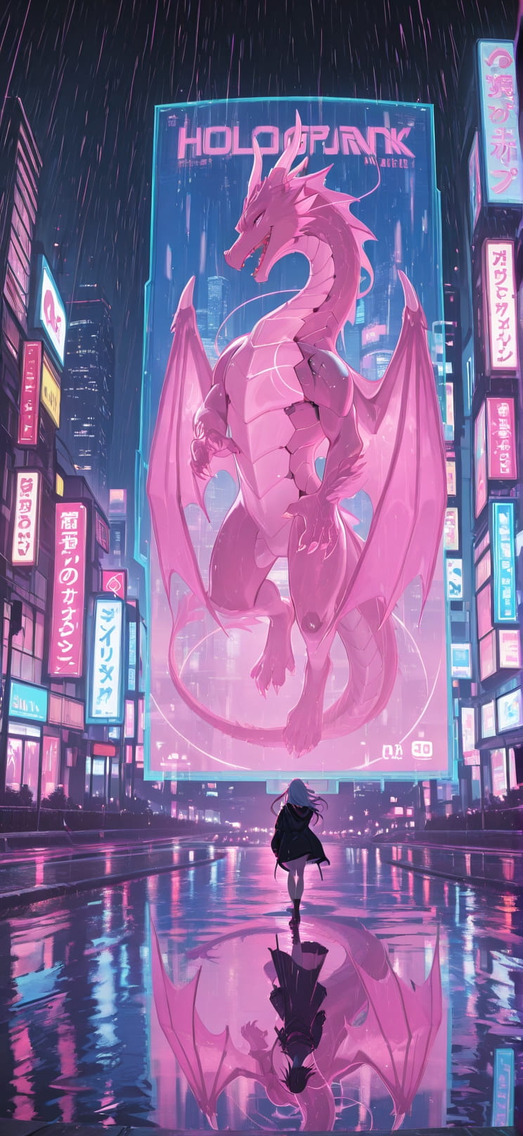 Hologram Pink Night Sea Summer Animal mobile wallpaper / スマホ壁紙