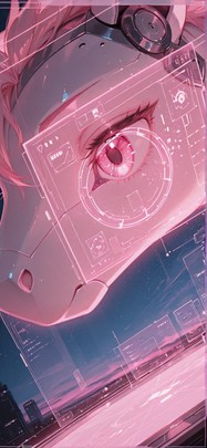 Hologram Pink Night Sky Spring Animal Machine mobile wallpaper / スマホ壁紙