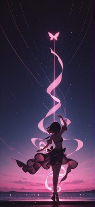 Hologram Pink Night Sky Summer mobile wallpaper / スマホ壁紙