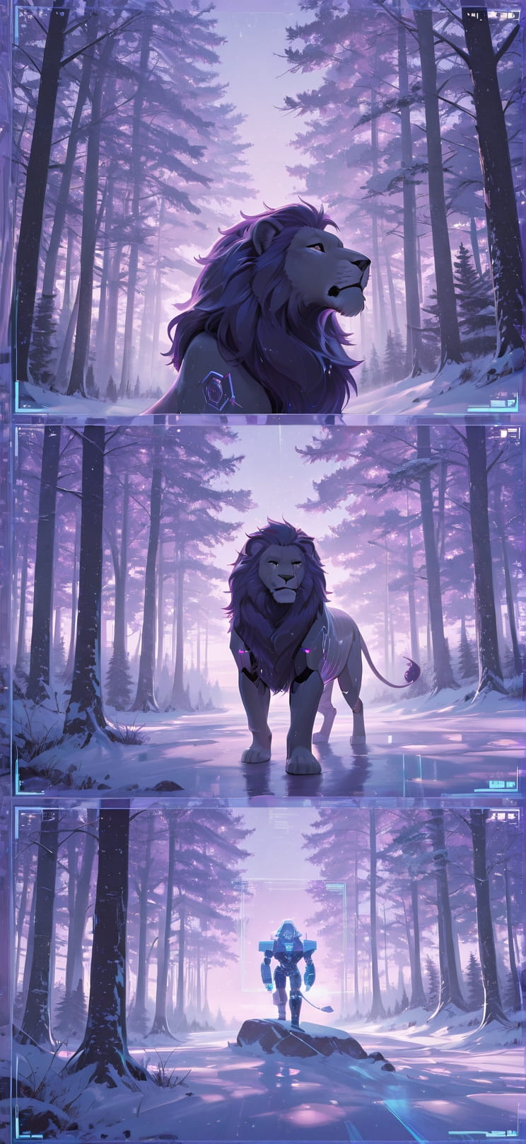 Hologram Purple Afternoon Nature Winter Animal Machine mobile wallpaper / スマホ壁紙