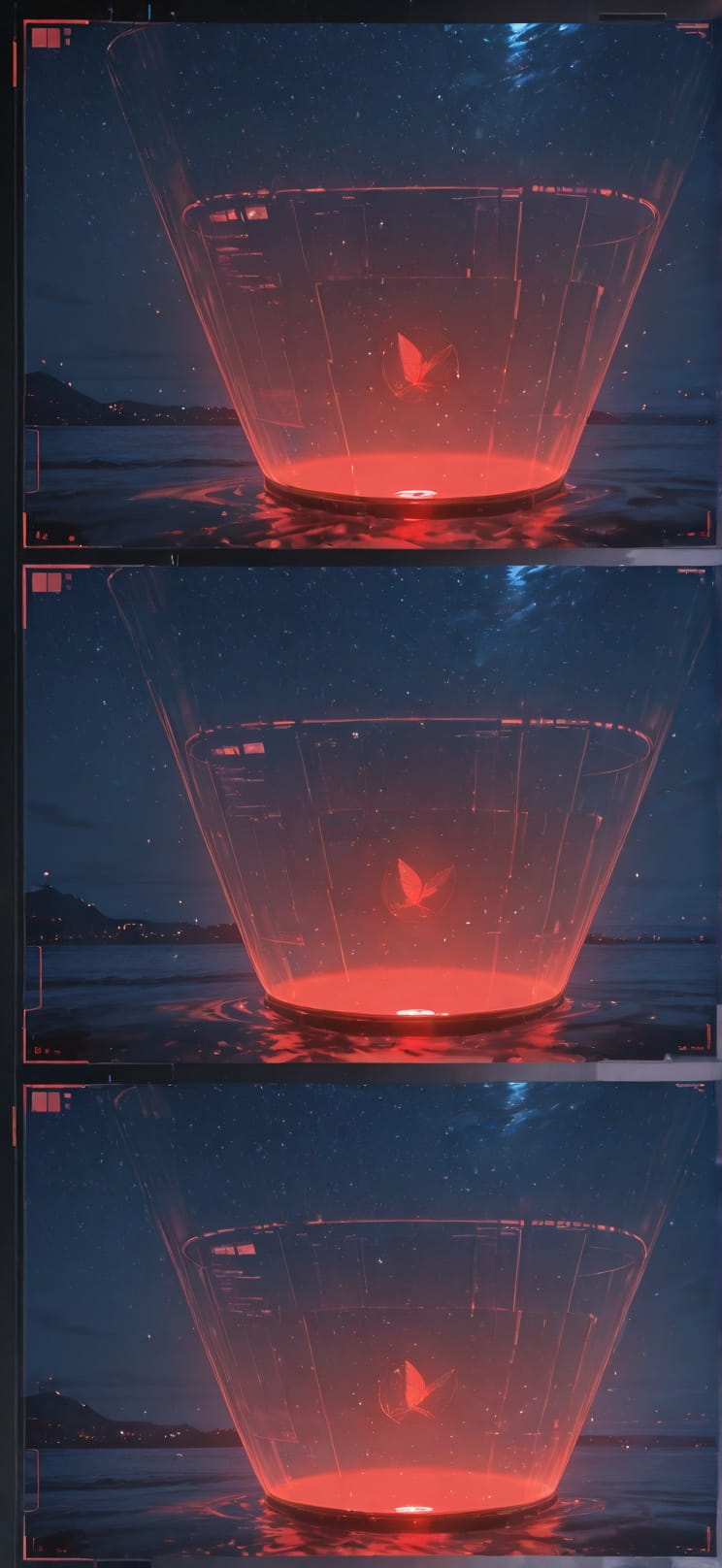 Hologram Red Night Sea Winter mobile wallpaper / スマホ壁紙