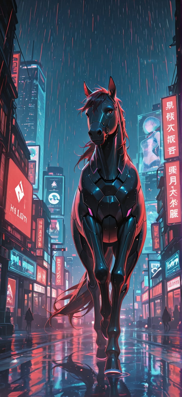 Hologram Red Night Sky Spring Animal Machine mobile wallpaper / スマホ壁紙