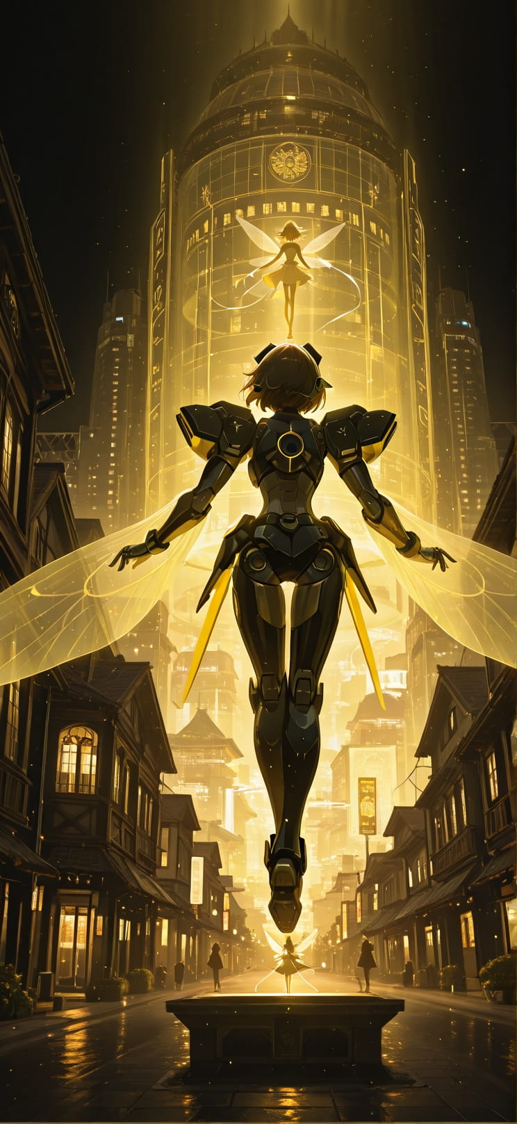 Hologram Yellow Afternoon City Spring Animal Machine mobile wallpaper / スマホ壁紙