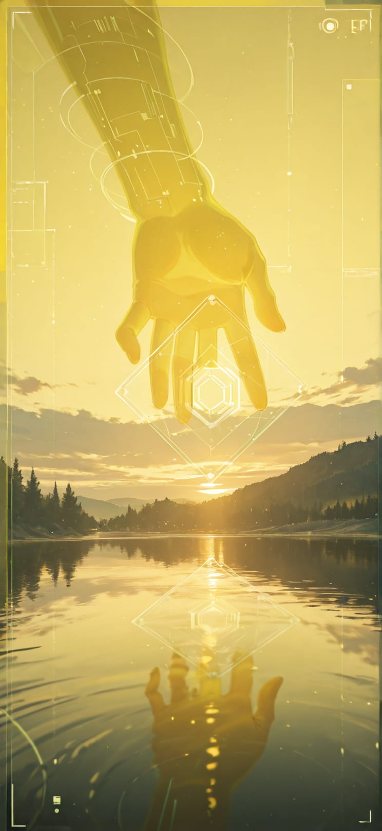 Hologram Yellow Afternoon Sea Spring Animal mobile wallpaper / スマホ壁紙