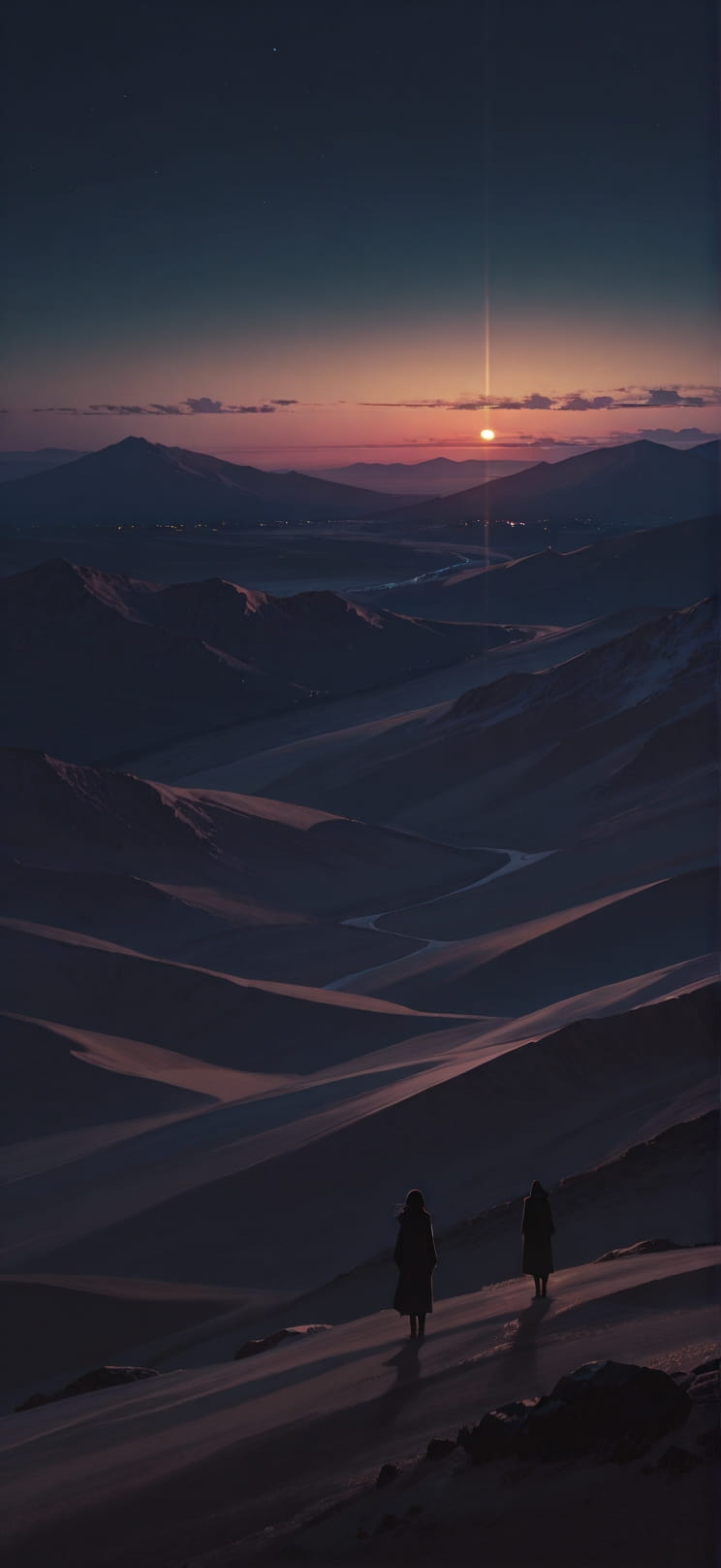 Horizon Brown Night Mountain Spring mobile wallpaper / スマホ壁紙