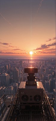 Horizon Brown Sunset Sky Summer Machine mobile wallpaper / スマホ壁紙