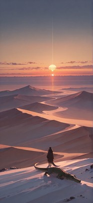 Horizon Brown Sunset Sky Winter Animal mobile wallpaper / スマホ壁紙