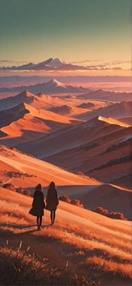 Horizon Green Afternoon Mountain Autumn mobile wallpaper / スマホ壁紙