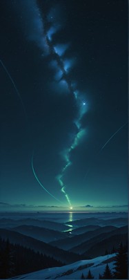 Horizon Green Night Nature Winter mobile wallpaper / スマホ壁紙