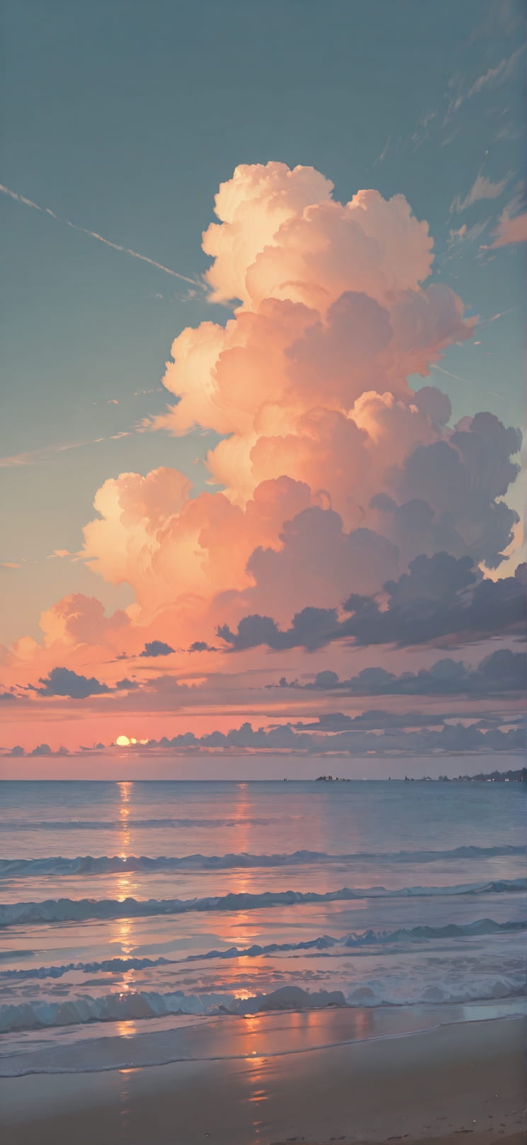 Horizon Orange Afternoon Sky Spring mobile wallpaper / スマホ壁紙