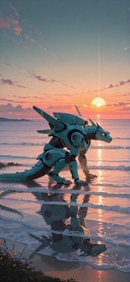Horizon Orange Sunset Nature Spring Animal Machine mobile wallpaper / スマホ壁紙