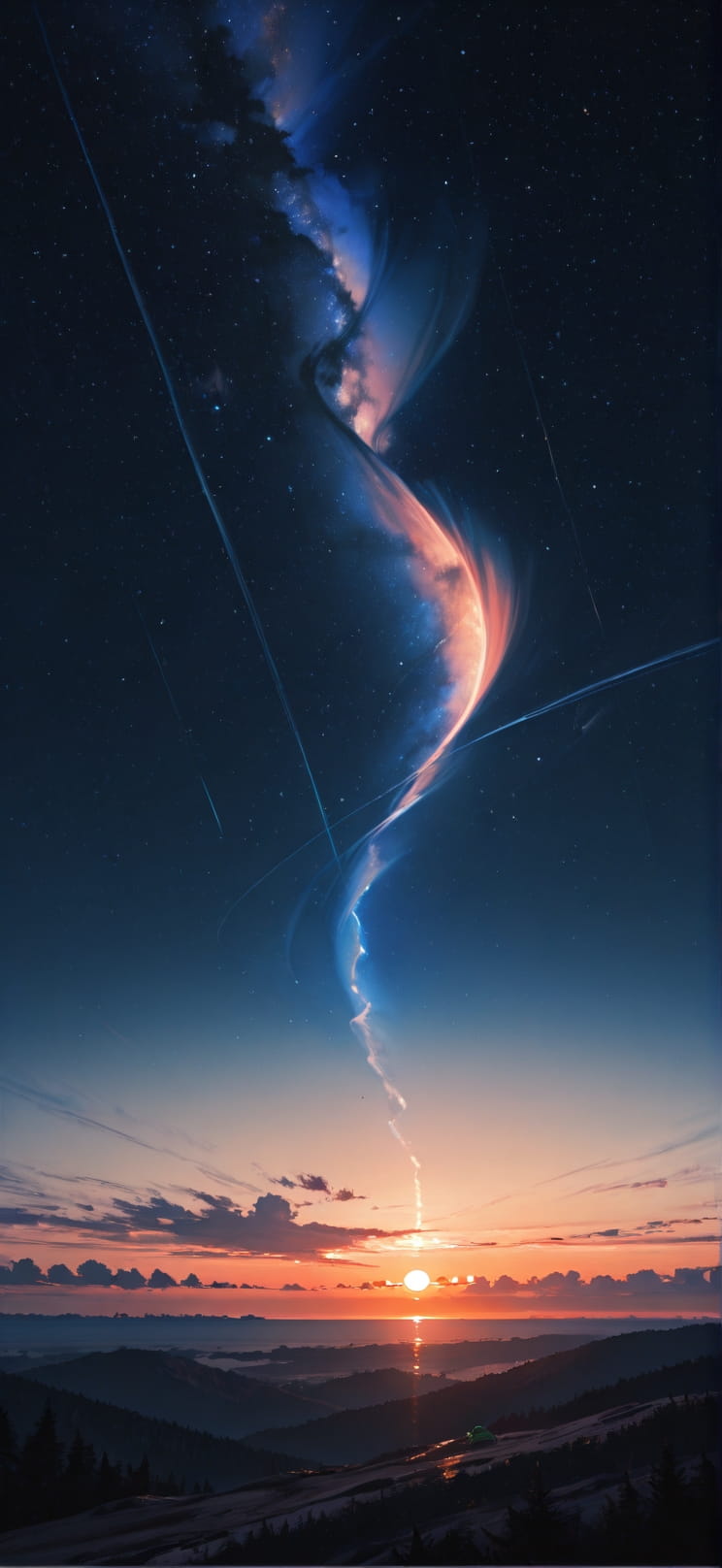 Horizon Orange Sunset Nature Summer Animal mobile wallpaper / スマホ壁紙