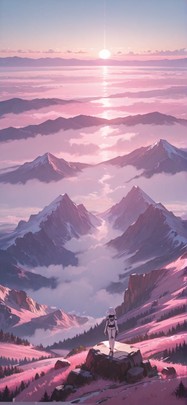 Horizon Pink Afternoon Nature Spring Machine mobile wallpaper / スマホ壁紙