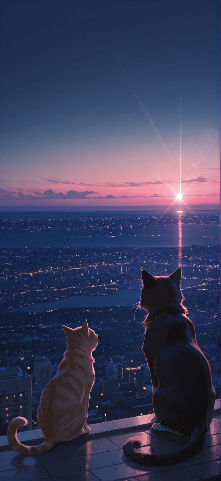 Horizon Pink Night City Summer Animal mobile wallpaper / スマホ壁紙