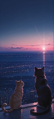 Horizon Pink Night City Summer Animal mobile wallpaper / スマホ壁紙