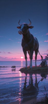 Horizon Pink Night Nature Spring Animal Machine mobile wallpaper / スマホ壁紙