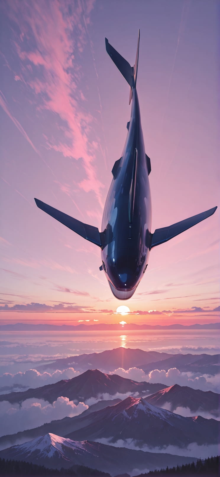 Horizon Pink Sunset Nature Spring Animal Machine mobile wallpaper / スマホ壁紙