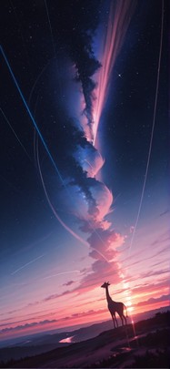 Horizon Pink Sunset Nature Summer Animal Machine mobile wallpaper / スマホ壁紙