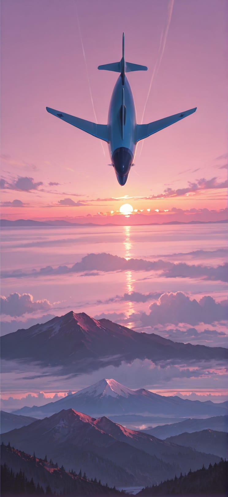 Horizon Pink Sunset Nature Summer Animal mobile wallpaper / スマホ壁紙