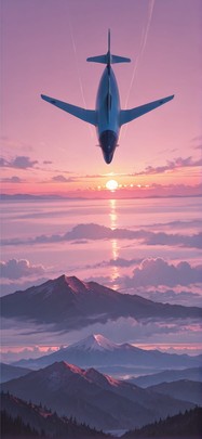 Horizon Pink Sunset Nature Summer Animal mobile wallpaper / スマホ壁紙