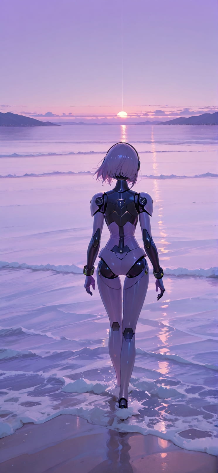 Horizon Purple Afternoon Mountain Winter Machine mobile wallpaper / スマホ壁紙