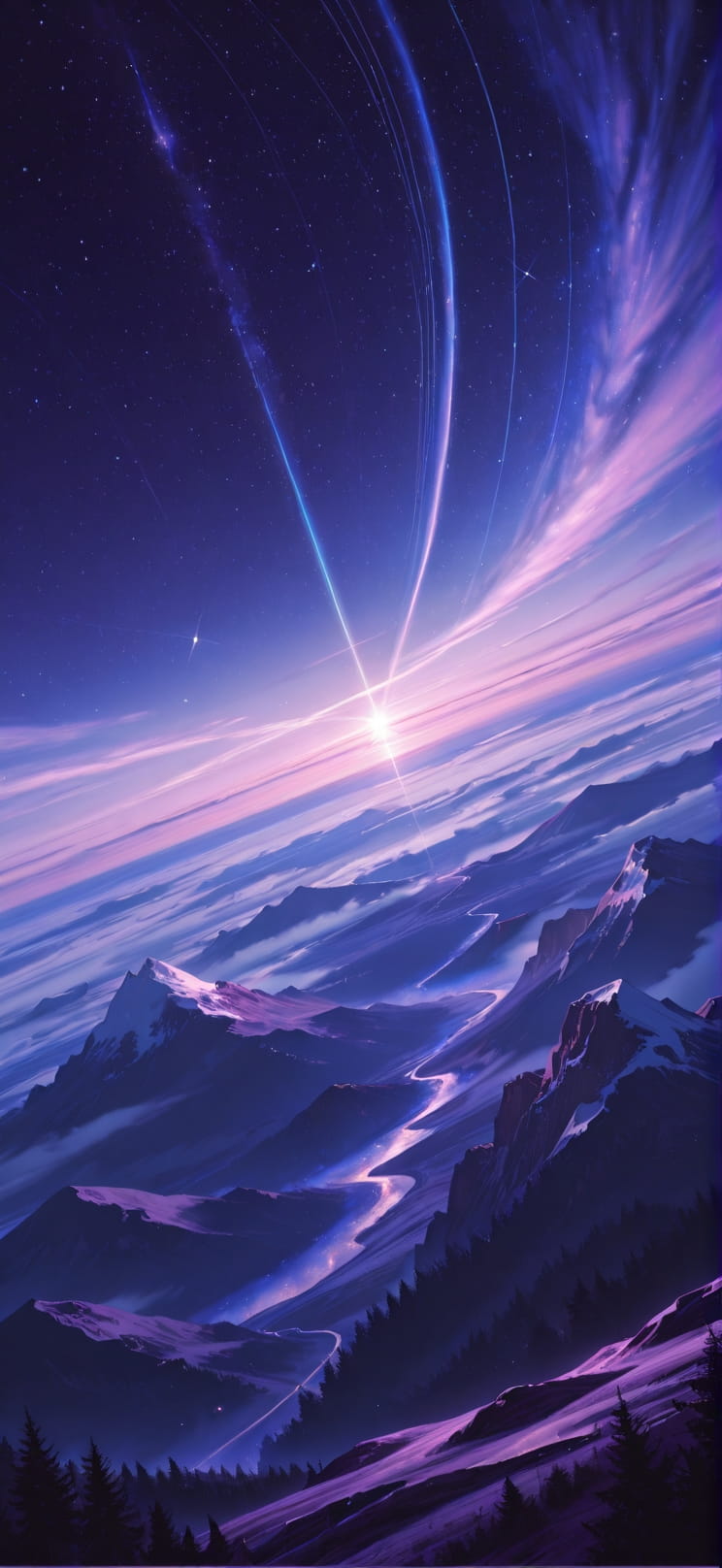 Horizon Purple Afternoon Nature Spring mobile wallpaper / スマホ壁紙