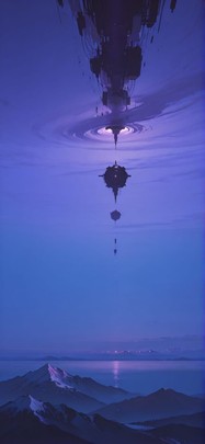 Horizon Purple Night Sea Winter Machine mobile wallpaper / スマホ壁紙