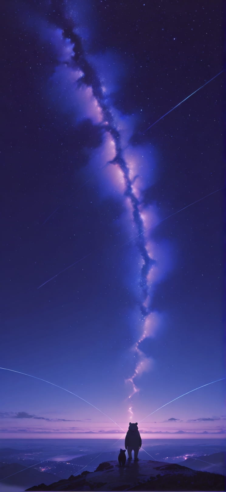 Horizon Purple Night Sky Spring Animal Machine mobile wallpaper / スマホ壁紙