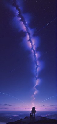 Horizon Purple Night Sky Spring Animal Machine mobile wallpaper / スマホ壁紙