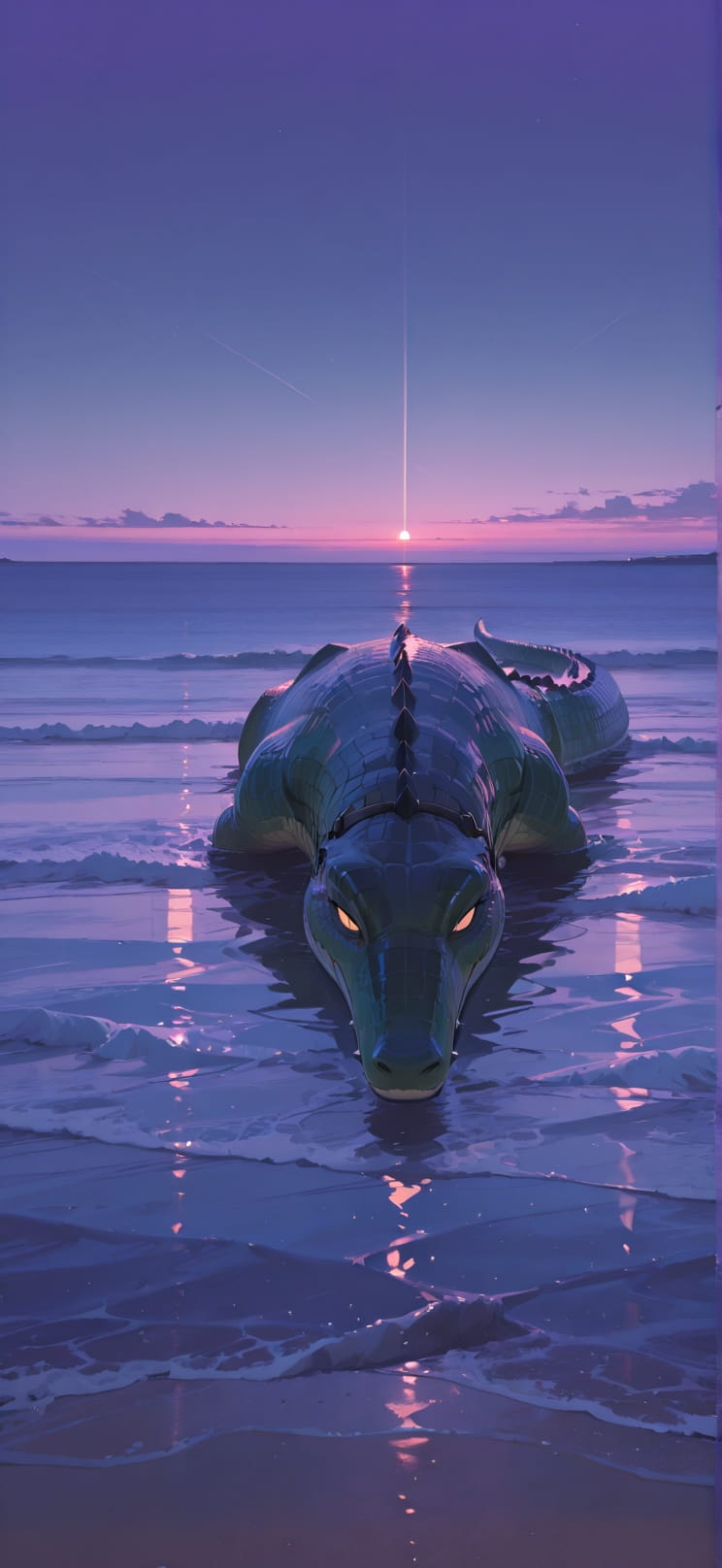 Horizon Purple Night Sky Winter Animal mobile wallpaper / スマホ壁紙