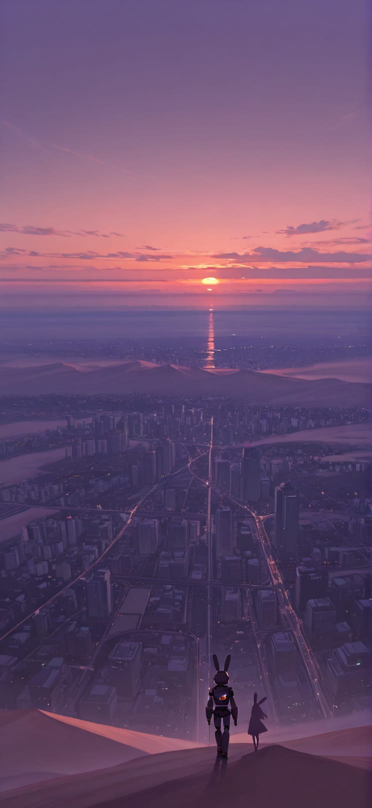 Horizon Purple Sunset City Spring Animal Machine mobile wallpaper / スマホ壁紙