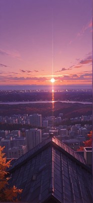 Horizon Purple Sunset Nature Autumn mobile wallpaper / スマホ壁紙