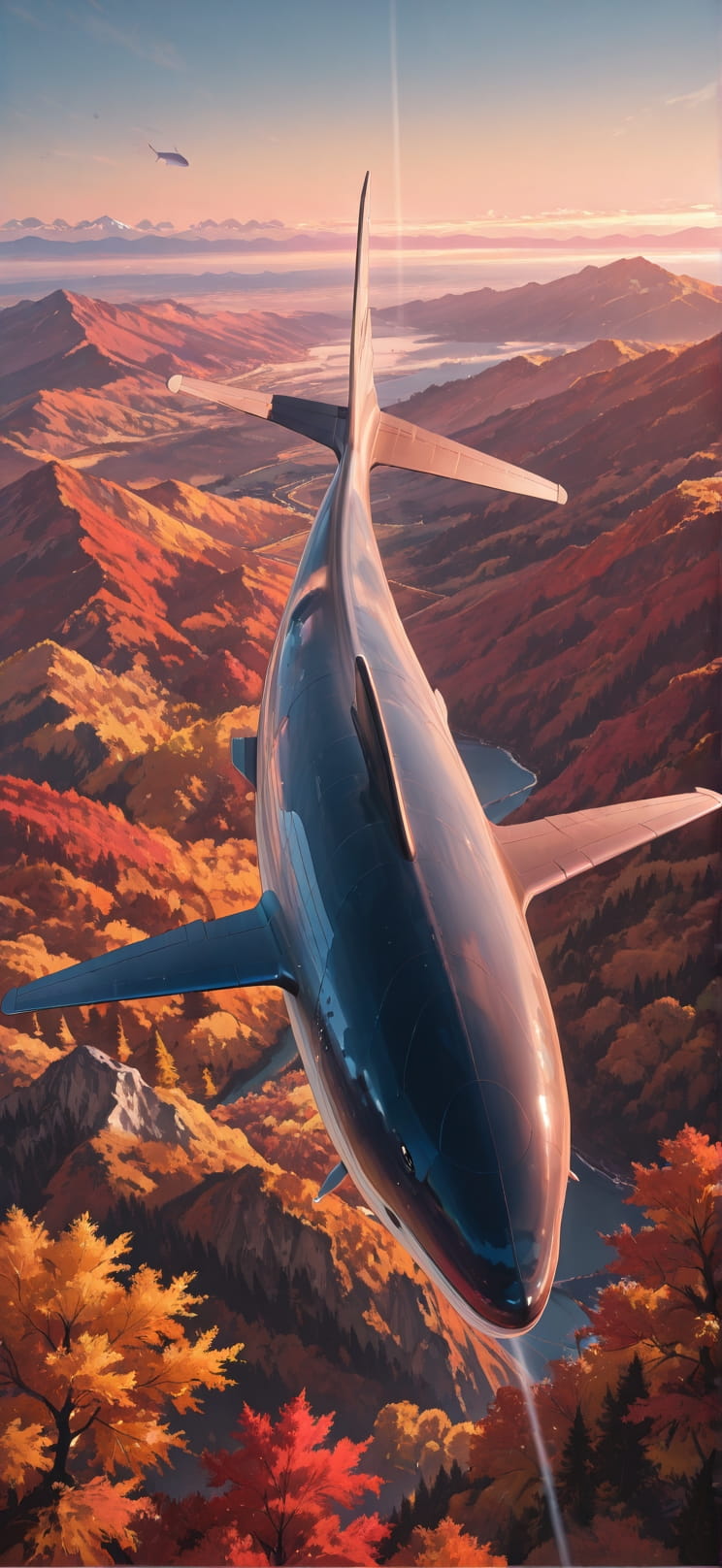 Horizon Red Afternoon Nature Autumn Animal Machine mobile wallpaper / スマホ壁紙