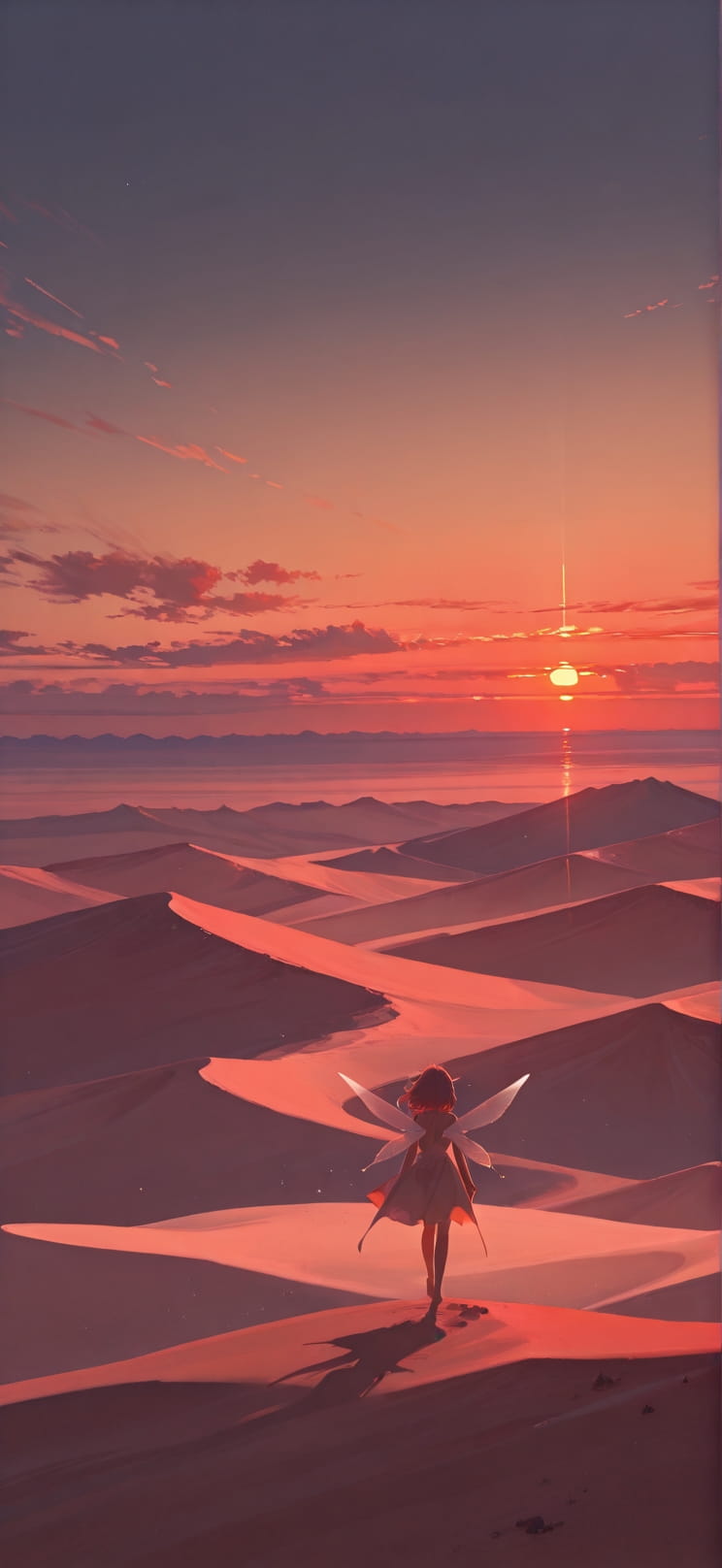 Horizon Red Sunset Sky Spring Animal mobile wallpaper / スマホ壁紙