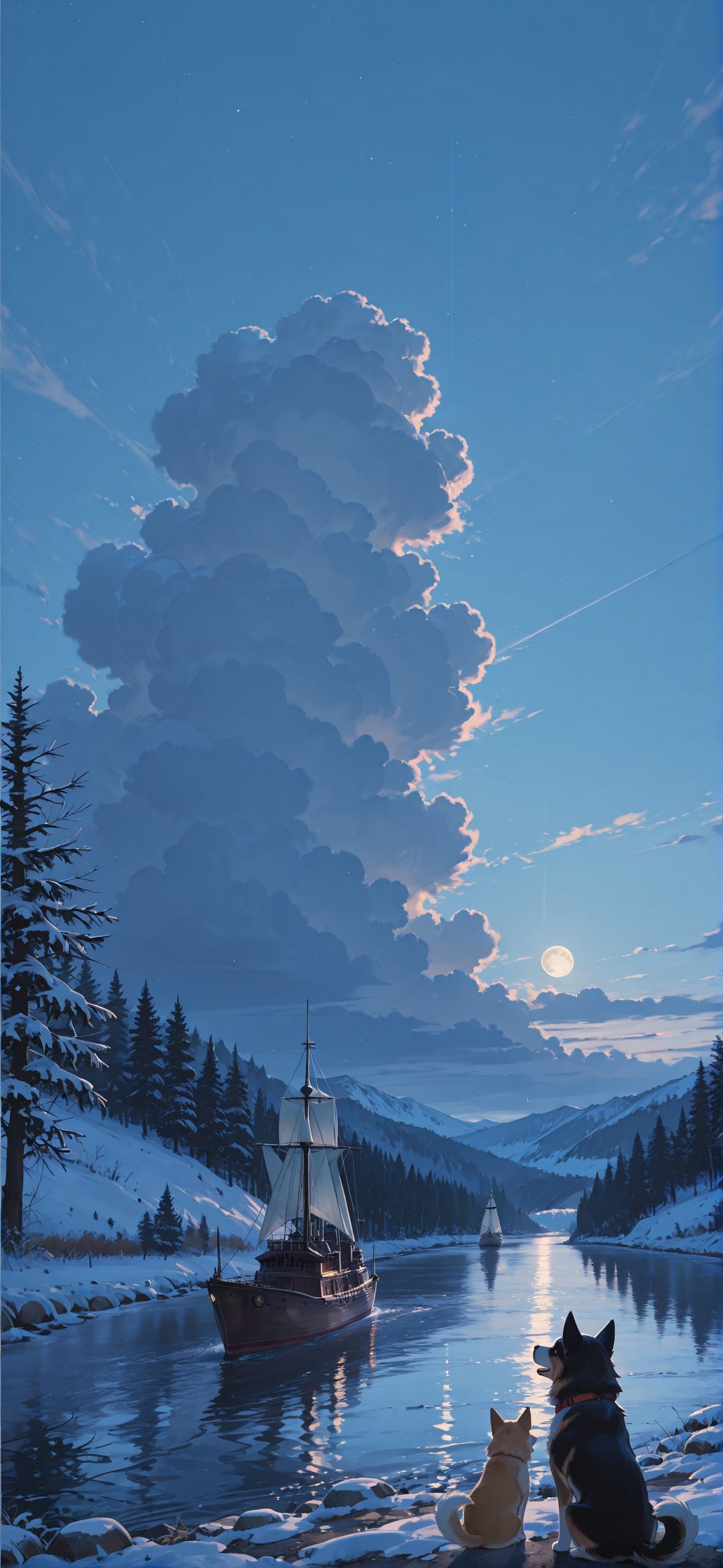 Hormuz Blue Afternoon Sky Winter Animal mobile wallpaper / スマホ壁紙