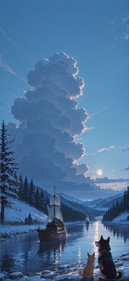 Hormuz Blue Afternoon Sky Winter Animal mobile wallpaper / スマホ壁紙