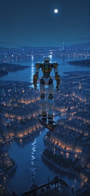 Hormuz Blue Night City Summer Machine mobile wallpaper / スマホ壁紙