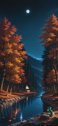 Hormuz Blue Night Nature Autumn Animal mobile wallpaper / スマホ壁紙