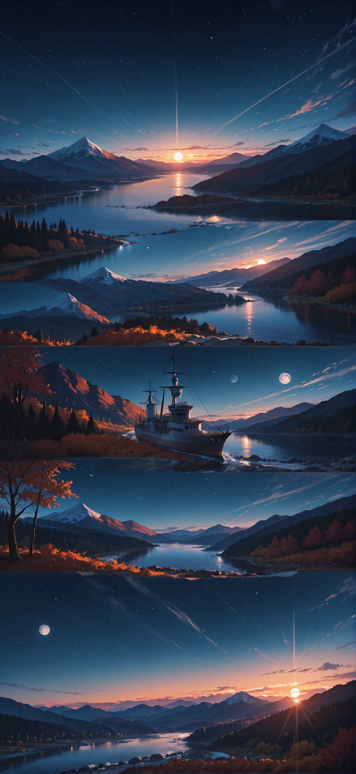 Hormuz Blue Sunset Mountain Autumn mobile wallpaper / スマホ壁紙