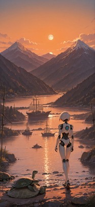 Hormuz Orange Afternoon Mountain Summer Animal Machine mobile wallpaper / スマホ壁紙