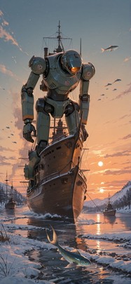 Hormuz Orange Afternoon Sky Winter Animal Machine mobile wallpaper / スマホ壁紙