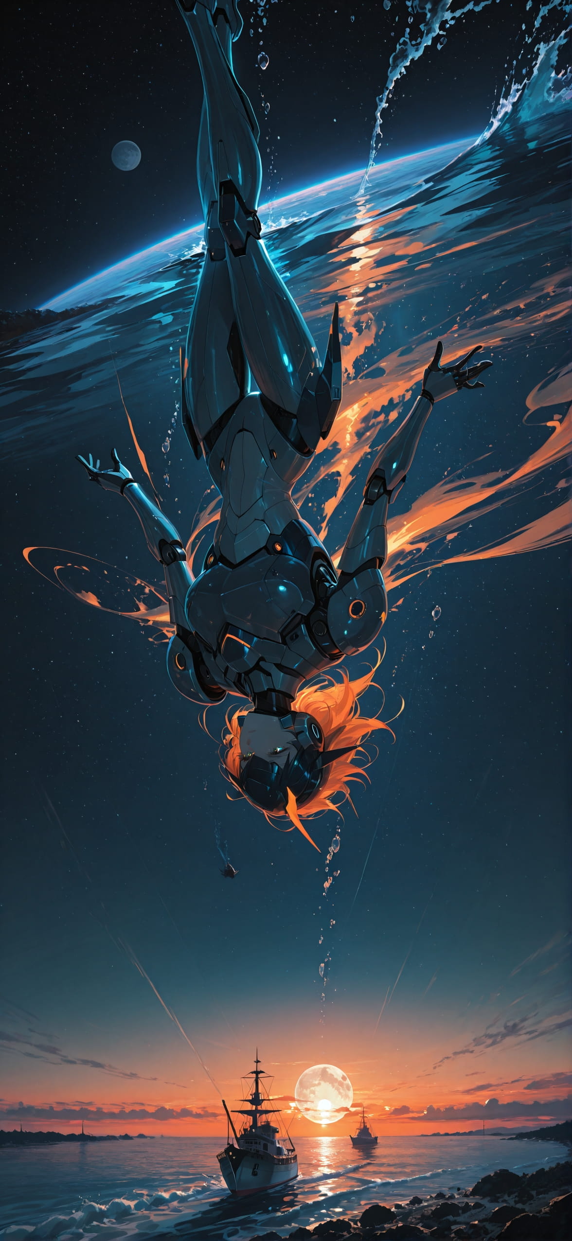 Hormuz Orange Sunset Sea Spring Machine mobile wallpaper / スマホ壁紙