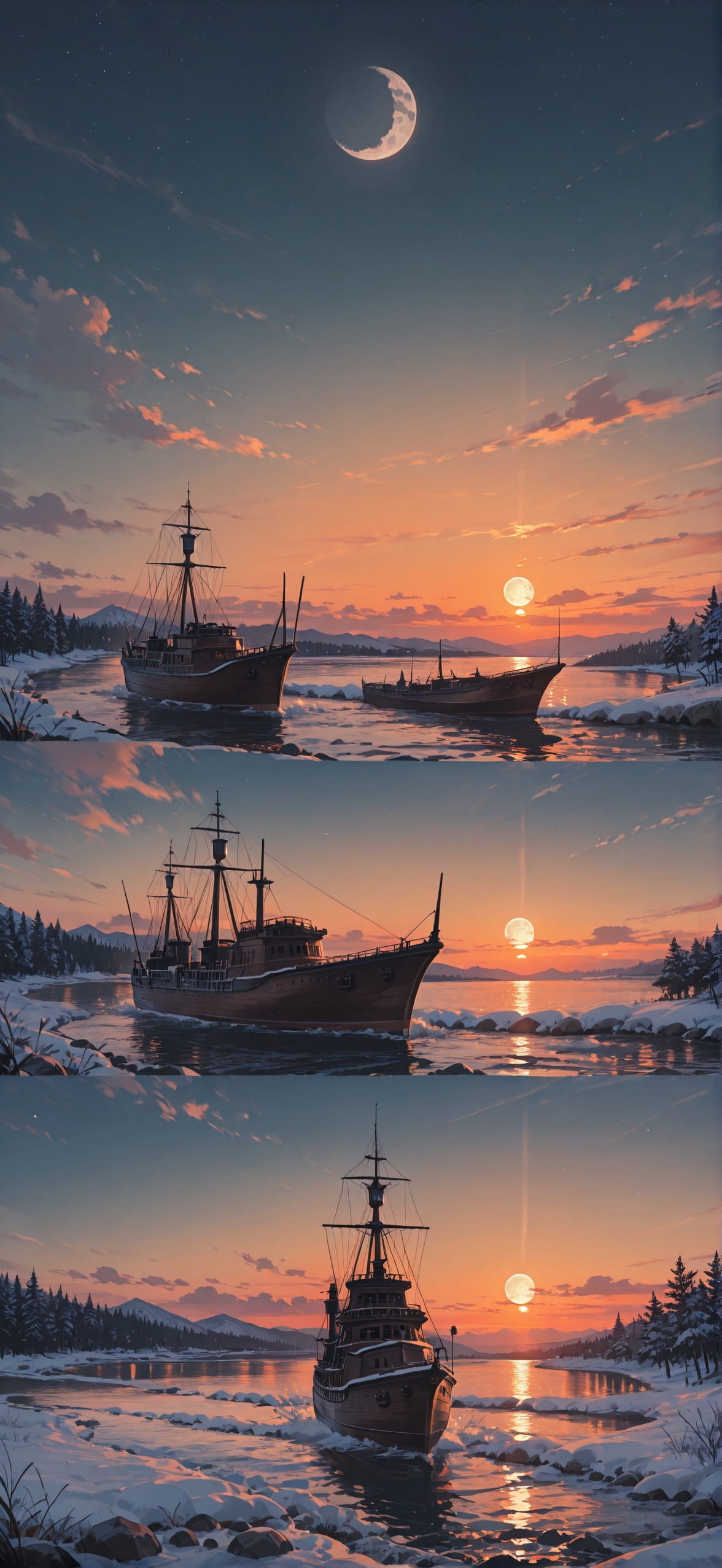 Hormuz Orange Sunset Sky Winter mobile wallpaper / スマホ壁紙